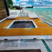 Piscine flottante gonflable de 15 pieds avec filet zippé, enclos de sécurité robuste anti-requin pour la baignade en mer et une utilisation portable