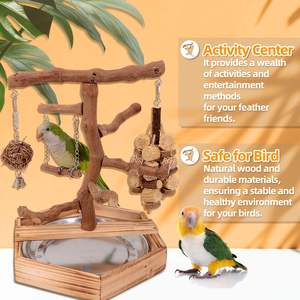 LIMIO Natural Grape Wood Cute <strong>Bird</strong> Parakeet Playground &amp; Perch Stand for Parakeets Cockatiels &amp; Small <strong>Birds</strong> - Product Image 5