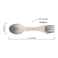 Titanium 5-en-1 Spork ultraléger portable, cuillère, fourchette, couteau, éplucheur, ouvre-bouteille pour le camping et la randonnée en plein air