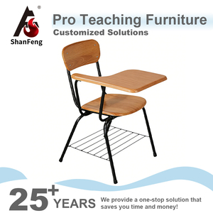 College Wooden Classroom Furniture Foldable <strong>Study</strong> Table with Chairs Set Ergonomic Work Student Chair with Writing <strong>Pad</strong> for Kids - Product Image 1