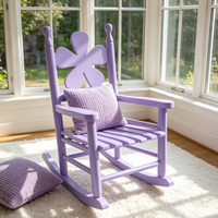 Chaise à bascule moderne en bois de peuplier pour enfants, motif fleur violette, balançoire pour tout-petits, ensemble de jeu extérieur, mobilier ergonomique et durable pour enfants
