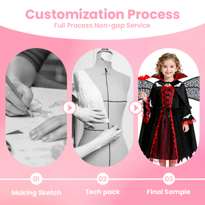 Tenue <span class=keywords><strong>de</strong></span> vampire d'Halloween pour filles, robe en dentelle, cape, ailes <span class=keywords><strong>de</strong></span> chauve-souris, baguette magique pour cosplay, service OEM ODM, prix <span class=keywords><strong>de</strong></span> gros - Product Image 2