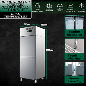 Réfrigérateur vertical commercial en acier inoxydable 2 portes 380L pour chefs, refroidissement par air, pour stockage alimentaire - Product Image 4