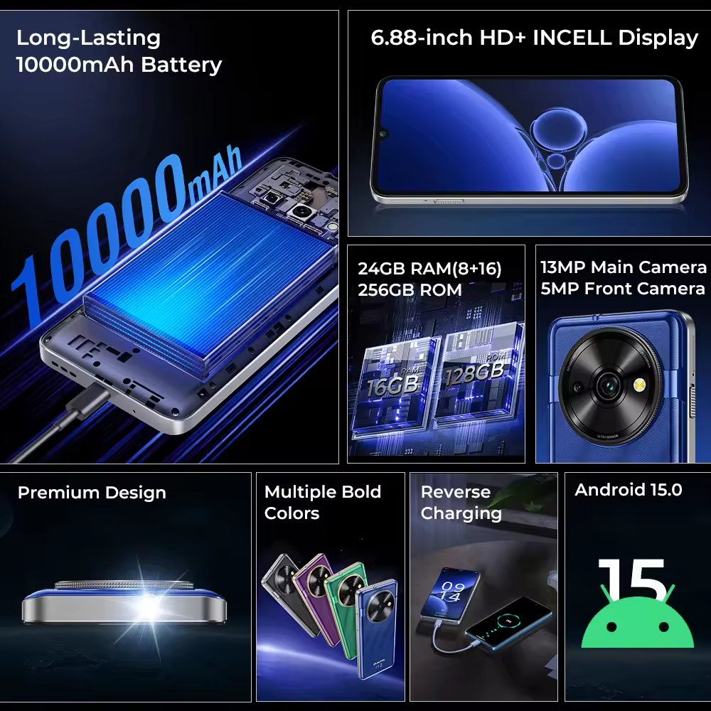 Oukitel C59 Pro Smartphone: 10000mAh Big Battery, 8GB RAM, 256GB