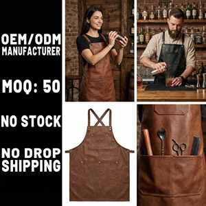 <span class=keywords><strong>Tablier</strong></span> de cuisine, de bar, de barbier, de barista, <span class=keywords><strong>d</strong></span>'<span class=keywords><strong>artiste</strong></span>, de <span class=keywords><strong>peintre</strong></span>, de fleuriste, de travailleur de studio, de salon, en cuir PU microfibre durable personnalisé - Product Image 1