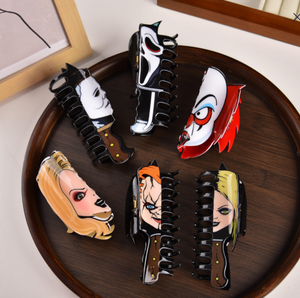 Accesorios para el cabello DOWELL para mujer, serie creativa de terror, pinzas acrílicas para el cabello, pinzas decorativas para la cara de tiburón cangrejo, acetato diario - Product Image 1