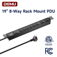 Unidad de Distribución de Energía (PDU) ETL de 19 Pulgadas 1U para Rack, 8 Vías, 15A, 1875W, Protector contra Sobretensiones para Rack de Servidores de Centro de Datos, 900J, 14 AWG