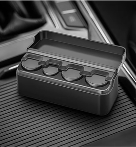 Distributeur de pièces de monnaie noir à 4 compartiments pour voiture, trieur et collecteur de pièces avec ressort, mini boîte de rangement sécurisée portable pour magasin, extérieur, voiture - Product Image 4