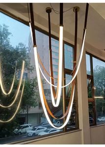 โคมไฟแขวนเพดานทำจากหนังแนวศิลปะสมัยใหม่ดีไซน์โคมไฟระย้าแบบ LED สำหรับห้องนั่งเล่นห้องรับประทานอาหาร - Product Image 5