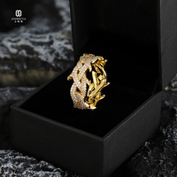 Bijoux fantaisie anneau pointu glacé VVS Moissanite 925 argent plaqué or anneau d'épine Hip Hop hommes femmes anneau cubain