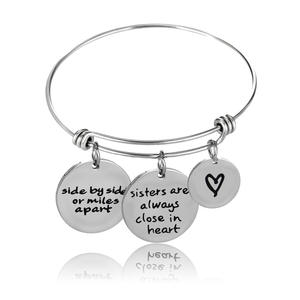 Bracelet en acier inoxydable, 4mm, côté contre côté ou miles, tampon sœurs are noués en coeur - Product Image 4