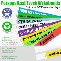 Bracelet en papier Tyvek jetable imperméable avec logo personnalisé, bracelet d'identification pour événement, bracelet de sécurité pour admission VIP
