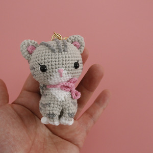 Wholesale Cat Shape Crochet <b>Doll</b> Keychain Cartoon Knitted Gifts Bag Accessories Pendant Crochet Keychain <b>Handmade</b> Cat Key Chains - Product Image 3