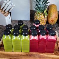 Botellas vacías de jugo de leche Botellas de jugo de plástico PET con tapas Reutilizable Claro a granel LOGO personalizado Contenedores de bebidas para jugo