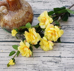 Flores artificiales Decoración de la boda Rosas de seda 7 ramas 7 cabezas <span class=keywords><strong>con</strong></span> hojas de tallo - Product Image 4