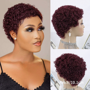 Parrucca Herfa African Small Roll da <span class=keywords><strong>donna</strong></span>, in capelli Remy, per commercio estero, con lana, corta 4 pollici, per copricapo da festa, con colore HD trasparente - Product Image 3