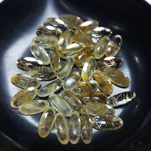 M.Y.GEMS - Gema de Cuarzo Rutilado Dorado Natural de Alta Calidad, Corte Ovalado de 8x16 mm, Certificada por Terceros, Suelta para Joyería - Product Image 1