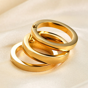 Bague rotative détachable en acier inoxydable à trois anneaux et trois couleurs, 12 mm, pour femme, bijou cadeau, design géométrique - Product Image 2