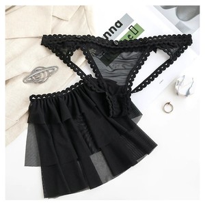 Strings sexy pour femmes de style européen et américain, en maille double couche, entrejambe ouvert, pas besoin de se déshabiller, amovibles - Product Image 5