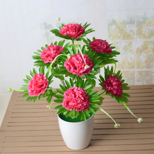 Flor <span class=keywords><strong>de</strong></span> Papel <span class=keywords><strong>de</strong></span> clavel barata, 9 cabezas, soporte <span class=keywords><strong>de</strong></span> <span class=keywords><strong>flores</strong></span> artificiales <span class=keywords><strong>para</strong></span> <span class=keywords><strong>cementerio</strong></span> - Product Image 4