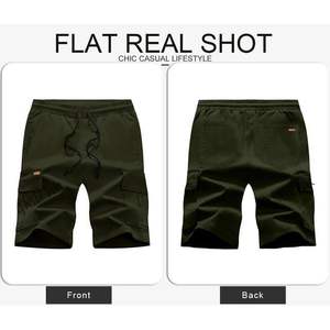 2025 hommes sportif décontracté Joggers pantalon velours côtelé Cargo Shorts confortable coton Polyester Logo décor genou longueur uni teint - Product Image 4
