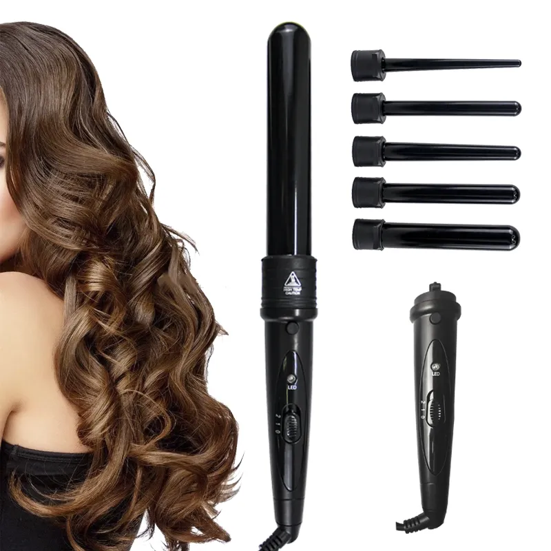 Chapinha de ondulação de cabelo 5 em 1, venda quente de ferros onduladores profissionais interalternáveis para salão de beleza
