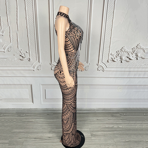 Đầm dạ hội không tay Novance Y4269 bán chạy, kiểu dáng thanh lịch, size lớn, màu đen, đính dây xích, dành cho nữ dự tiệc - Product Image 3