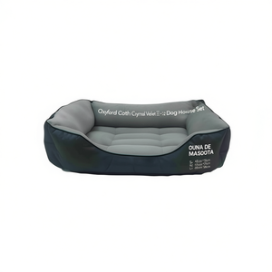 Set di Tre Pezzi per Cuccia per Cani in Tessuto Oxford e Velluto Cristallo, Letti per Animali Domestici Grigi - Product Image 2