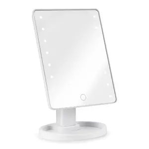 Espejo de maquillaje Miroir con bandeja de almacenamiento integrado de fábrica 16 luces Led Spiegel maquillaje espejo de tocador inteligente Espejo pantalla táctil