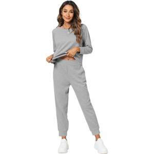 Ensemble de pyjama en tricot gaufré pour femmes, haut à manches longues, pantalon de jogging avec poches, vêtements de détente, vêtements de nuit, tailles S à XXL - Product Image 5