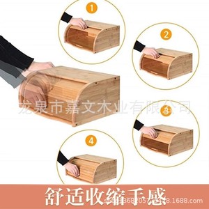 Bamboo Bread Storage Box Kitchen Flip Top Food Container Multipurpose Dessert Keeper Natural Wood Design - Product Image 5