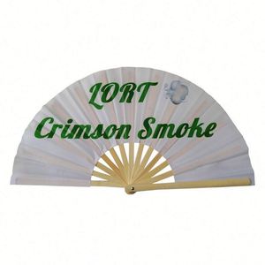 Uv Glow Rave Folding Women Large Bamboo 33Cm Chinese Style Carved Advertising Hand Held Fan Velvet <b>Bag</b> for Parties - Product Image 3