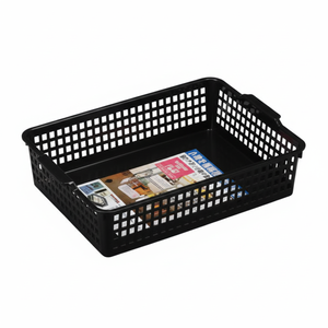 Cesto portaoggetti sottile Inomata 516 ventosa di colore nero - Product Image 1