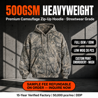 Sweat à capuche zippé camouflage personnalisé pour homme, coupe oversize à épaules tombantes, veste camouflage épaisse pour l'extérieur, OEM