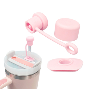 Juego de 3 Tapas de Silicona Antiderrames para Vasos con Pajita, con Tapones para Uso en Coche - Product Image 1