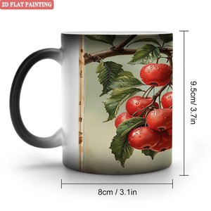 Frosted <b>Ceramic</b> <b>Mug</b> 11oz Heat Activated Coffee Cup With Cherry Painting Design - Product Image 1