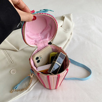 Mini sac bandoulière en PU pour femme, design original motif dessin animé, avec fermeture éclair, pochette téléphone en forme de cure-dent, pochette de soirée style boîte