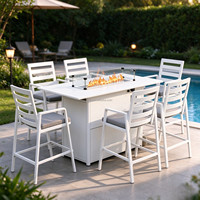 Ensemble de mobilier de bar de jardin en aluminium, table et chaises modernes avec table foyer pour repas en extérieur, hôtellerie et complexes hôteliers