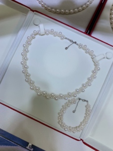 Retro Romantic Bridal Style high-end pendant <b>necklace</b> Hand Woven With Glossy 3-4mm Natural Pearl <b>Delicate</b> Pearl - Product Image 5