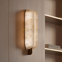 Lampe murale en marbre espagnol naturel de style postmoderne et luxueux avec abat-jour conique LED pour chambre à coucher, salon, couloir