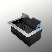 Prise de bureau escamotable universelle en aluminium avec port réseau, prise de courant de bureau escamotable