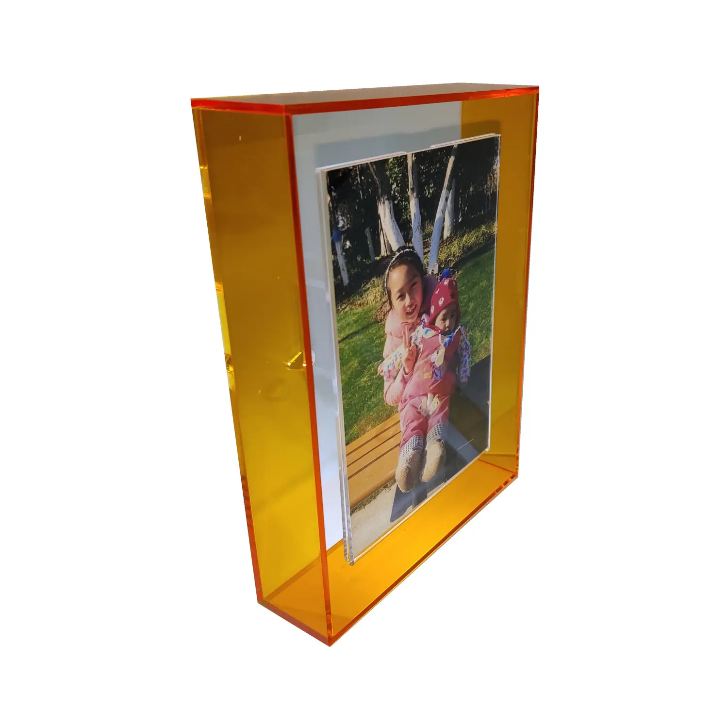5 " / 7" / 10 "磁気フレーム吊り下げオレンジアクリル額縁マグネットフォトフレーム記念日結婚式の装飾