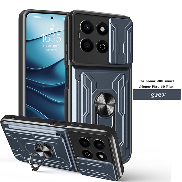 Armor Phone Case for Huawei Honor 200 Smart Kickstand Ring Holder Cover Detachable Wallet Card Slot Holder Sport Style