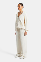 Survêtement zippé personnalisé avec logo brodé en couleur blanche pour femmes Ensembles de costumes légers de haute qualité à capuche et fermeture éclair