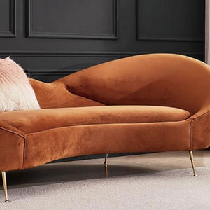 رائج البيع صالون تجميل الملابس متجر غرفة المعيشة ، أريكة فاخرة حديثة منحنية مع الساق الذهبية - Product Image 2