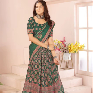 Nuevo lanzamiento Modern Party Real Modeling Cotton Lehenga (Cosido) Heavy Rayon Cotton Digital Print Reversible - Product Image 1
