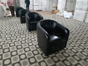 Fauteuil individuel moderne en <span class=keywords><strong>cuir</strong></span> PU noir, confortable, pour mobilier de bar, canapé de café extérieur, chaise de loisirs, bar à vin, boîte de nuit, club de cigares - Product Image 5