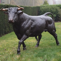 BLVE, decoración de jardín al aire libre, estilo europeo, tamaño real, figura de Animal de Metal, estatua de ganado de cobre, escultura de toro de bronce