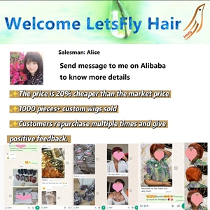 51$ Promotion Letsfly Very Full 4x4 Lace Closure <b>Wigs</b> 100% Human Hair <b>Afro</b> Curly Natural Black and 1BT4 Color 10inch size - Product Image 2