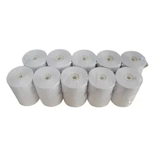 Rollos de papel térmico de envoltura retráctil de 80mm y 48 GSM, papel de caja registradora de embalaje personalizado para máquina ATM pos